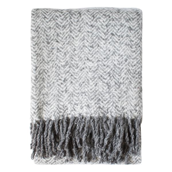 Herringbone Faux Mohair Throw - Grey